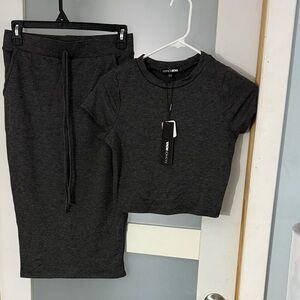 Fashion Nova Dark Gray Two-Piece Outfit